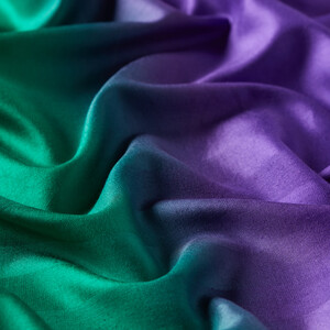 Purple Emerald Mono Striped Gradient Silk Scarf - Thumbnail