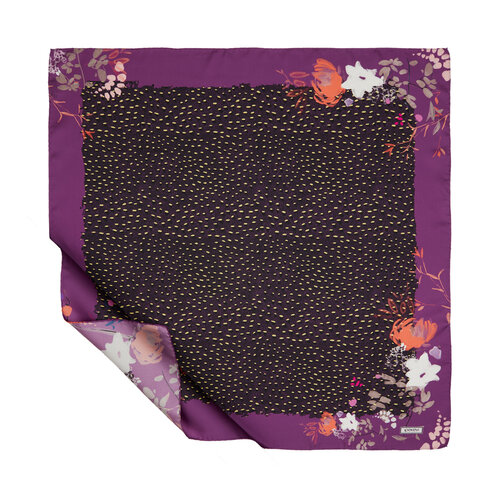 Purple Fur Flower Twill Silk Scarf