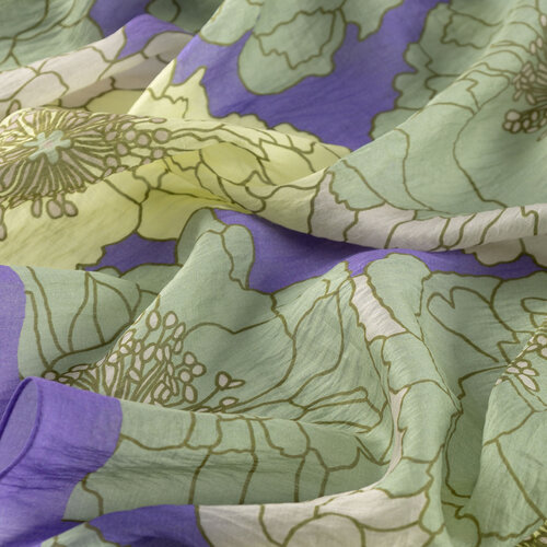 Purple Green Hydrangea Print Tencel Scarf