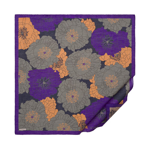 Purple Grey Hydrangea Print Tencel Scarf