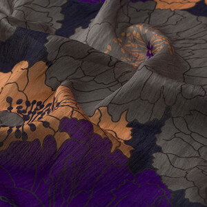 ipekevi - Purple Grey Hydrangea Print Tencel Scarf (1)