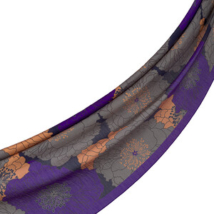 Purple Grey Hydrangea Print Tencel Scarf - Thumbnail
