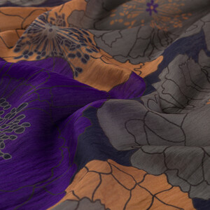 Purple Grey Hydrangea Print Tencel Scarf - Thumbnail