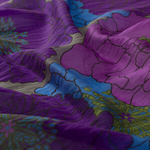 Purple Hydrangea Print Tencel Scarf - Thumbnail