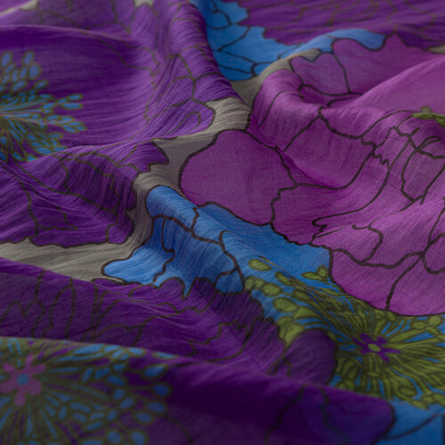 Purple Hydrangea Print Tencel Scarf