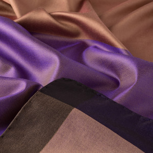 ipekevi - Purple Milky Brown Block Frame Silk Scarf (1)