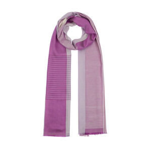 Purple Mixed Striped Cotton Silk Shawl - Thumbnail