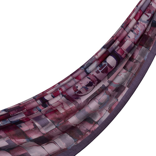 Purple Mono Mosaic Print Tencel Scarf