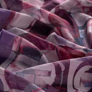 Purple Mono Mosaic Print Tencel Scarf - Thumbnail