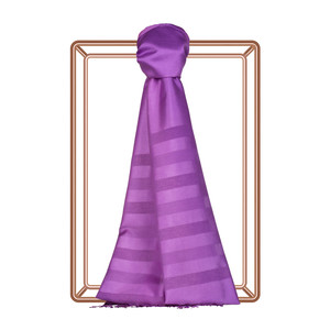 Purple Mono Striped Gradient Silk Scarf - Thumbnail