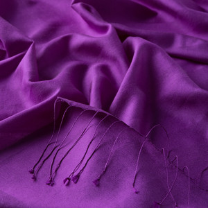 Purple Mono Striped Silk Scarf - Thumbnail