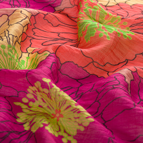Purple Peach Hydrangea Print Tencel Scarf