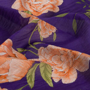 ipekevi - Purple Peony Print Tencel Scarf (1)
