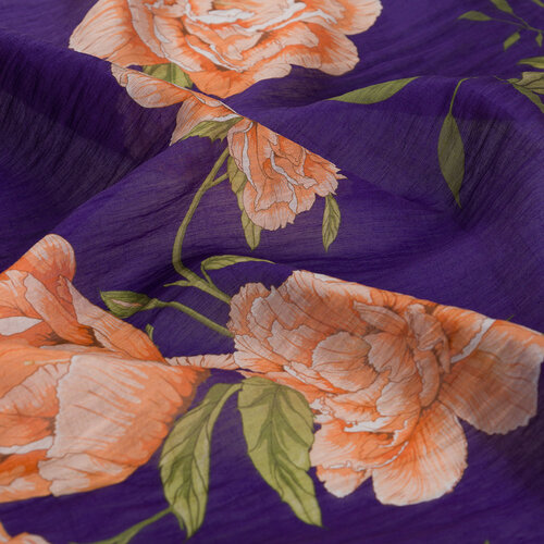 Purple Peony Print Tencel Scarf