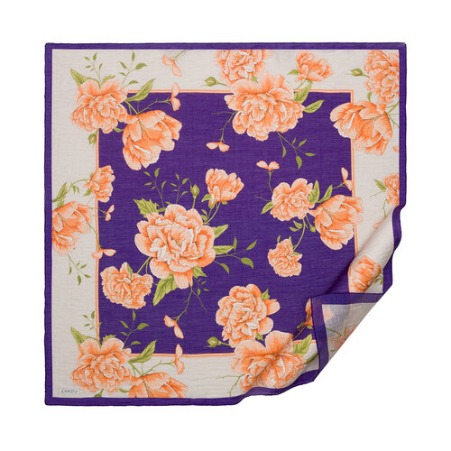 Purple Peony Print Tencel Scarf
