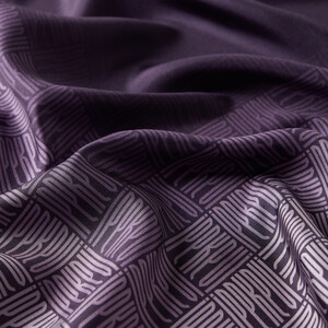 Purple Qufi Pattern Silk Twill Scarf - Thumbnail