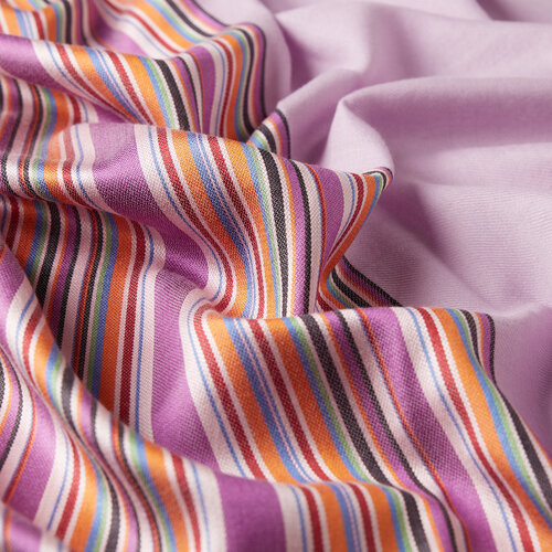 Purple Rainbow Striped Cotton Silk Scarf