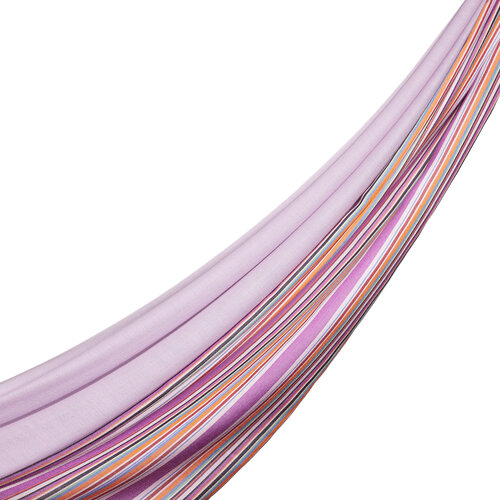 Purple Rainbow Striped Cotton Silk Scarf