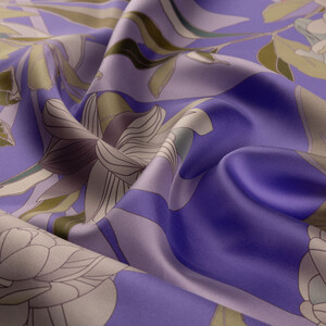 Purple Rayihe Twill Silk Scarf - Thumbnail