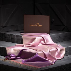 Purple Reversible Silk Scarf - Thumbnail