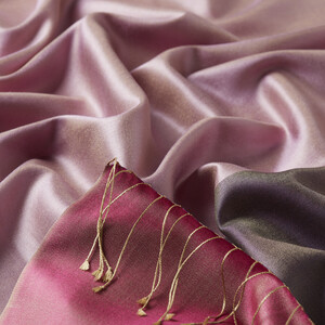 Purple Reversible Silk Scarf - Thumbnail