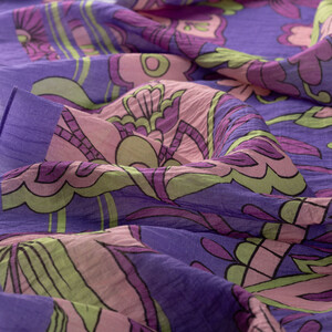Purple Royal Ivy Pattern Tencel Scarf - Thumbnail