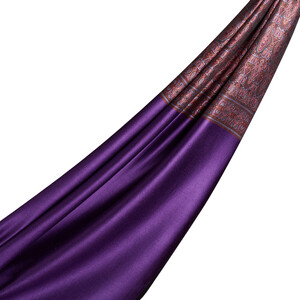 Elegant Purple Jacquard Hand Woven Prime Silk Scarf - Thumbnail