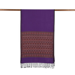 Elegant Purple Jacquard Hand Woven Prime Silk Scarf - Thumbnail