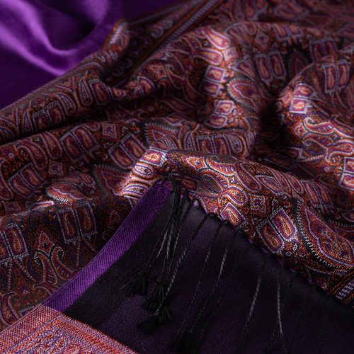 Elegant Purple Jacquard Hand Woven Prime Silk Scarf