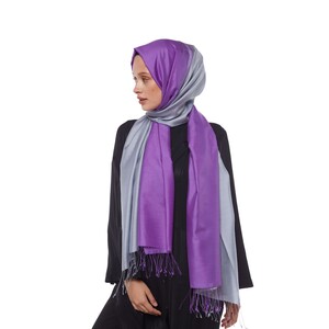 Purple Silver Gradient Silk Scarf - Thumbnail