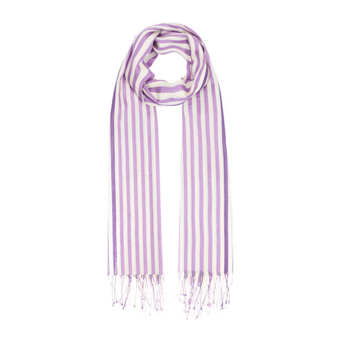 Purple Striped Silk Scarf 