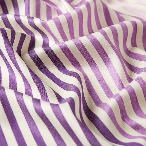 Purple Striped Silk Scarf 