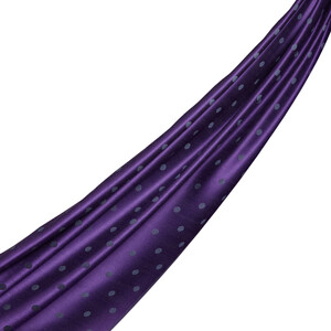 Purple Violet Polka Dot Silk Scarf - Thumbnail