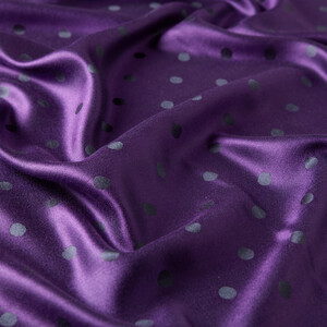 Purple Violet Polka Dot Silk Scarf - Thumbnail