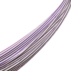 Purple Violet Striped Silk Scarf - Thumbnail