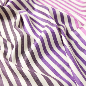 Purple Violet Striped Silk Scarf - Thumbnail