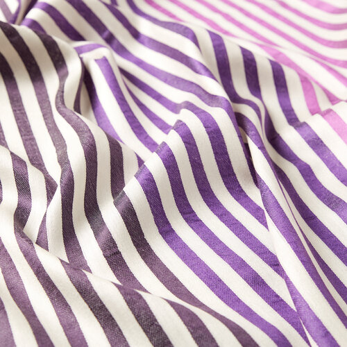 Purple Violet Striped Silk Scarf 