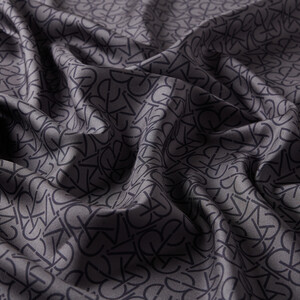 ipekevi - Purple Violet Typo Monogram Silk Twill Scarf (1)