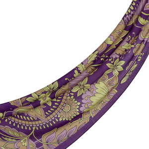 ipekevi - Purple Yellow Royal Ivy Pattern Tencel Scarf