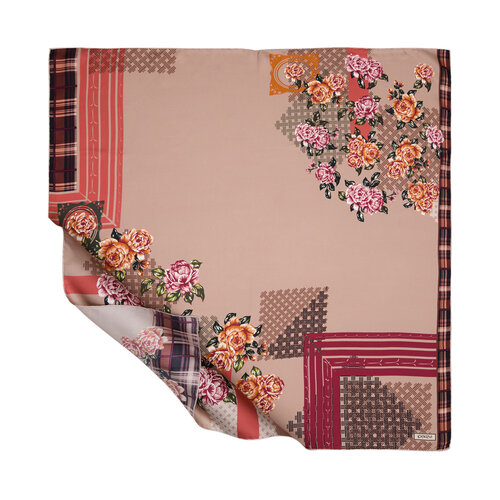 ايشارب حرير تويل تصميم ورود لون وردي