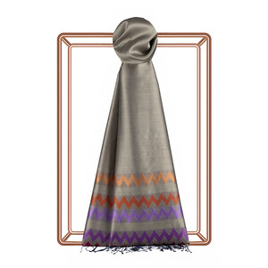 ipekevi - Puslu Leylak Zig Zag Desenli İpek Şal ipekevi - Puslu Leylak Zig Zag Desenli İpek Şal