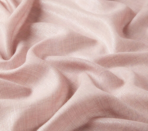 Puslu Pembe Simli Yün İpek Şal