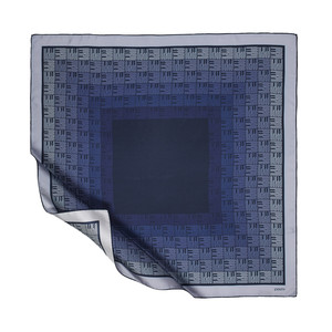 ipekevi - ايشارب حرير تويل لون أزرق بحري نمط الكوفي