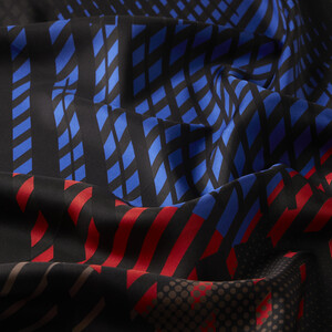 Red Black Moderna Twill Silk Scarf - Thumbnail