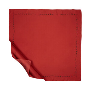 Red Black Signature Silk Twill Scarf - Thumbnail