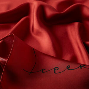 Red Black Signature Silk Twill Scarf - Thumbnail