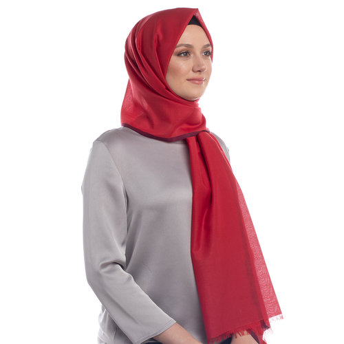 Red Bordered Cotton Silk Scarf