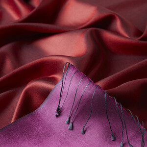 Red Bougainvillea Reversible Silk Scarf - Thumbnail