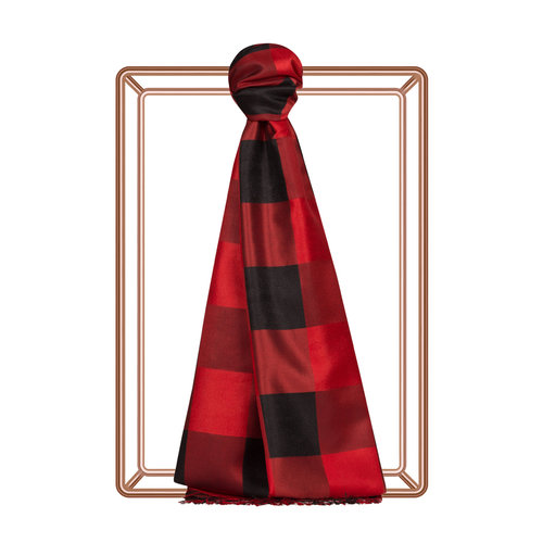 Red Buffalo Checked Silk Scarf