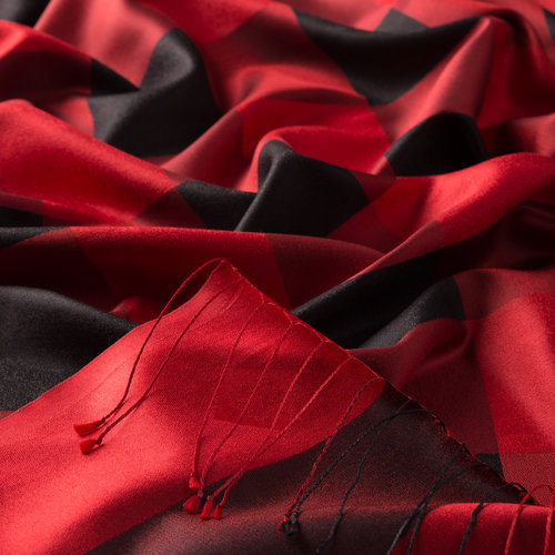 Red Buffalo Checked Silk Scarf